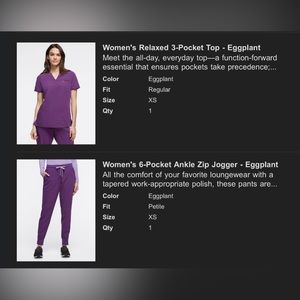XS EGGPLANT JAANUU SCRUB SET
